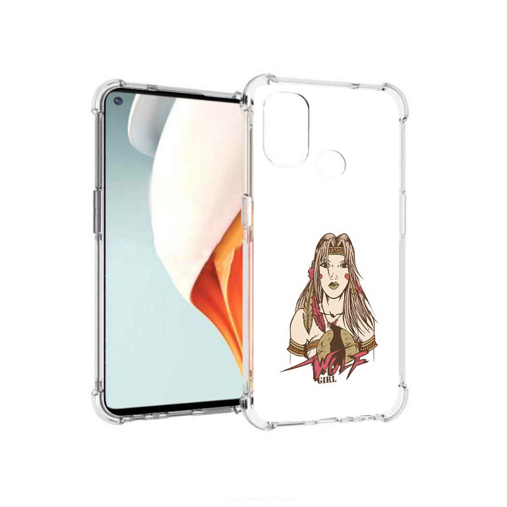 

Чехол MyPads Tocco для OnePlus Nord N100 девушка волк (PT227045.141.306), Прозрачный, Tocco