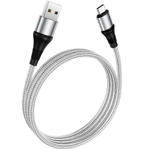 фото Кабель usb*2.0 am-microb hoco x50 2.4a grey, серый - 1 метр x50m grey