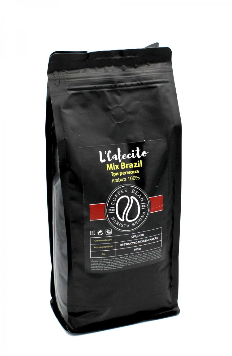 

Кофе в зернах L'Cafecito Mix Brazil (Три Региона) Arabica 100%.