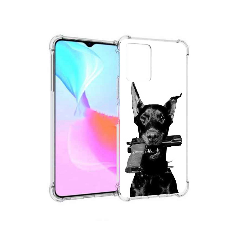 

Чехол MyPads Tocco для Vivo Y33s доберман с пистолетом (PT226981.417.331), Прозрачный, Tocco