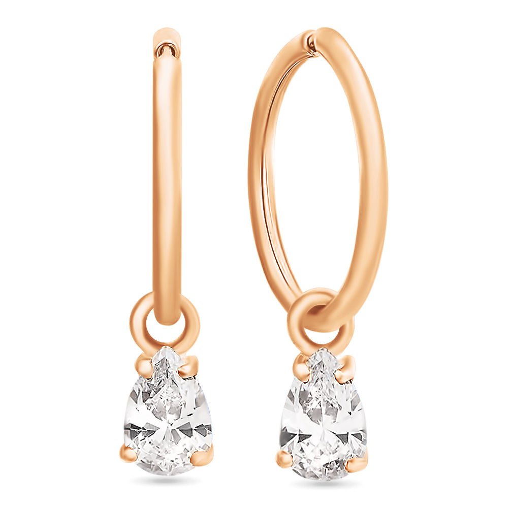 

Серьги подвески из красного золота с фианитом 585Gold 302004751, 302004751