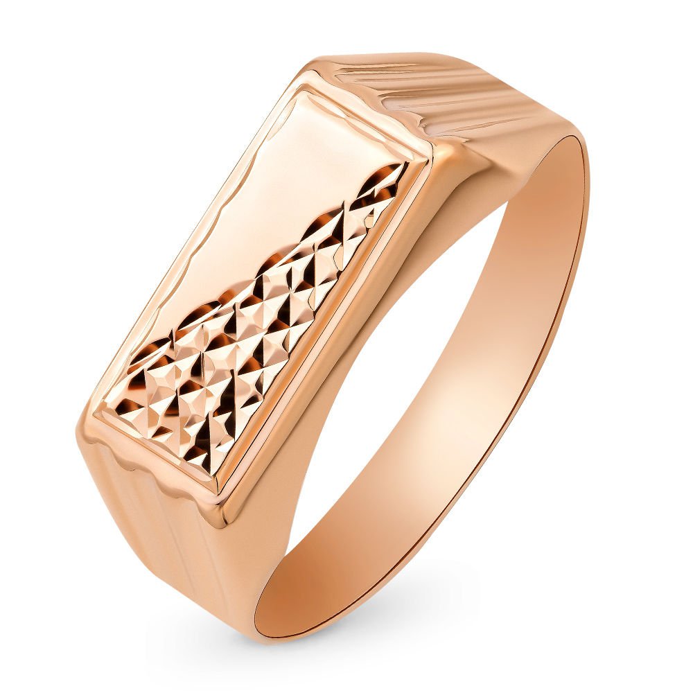 Кольцо печатка из красного золота р. 22,5 585Gold 601000842