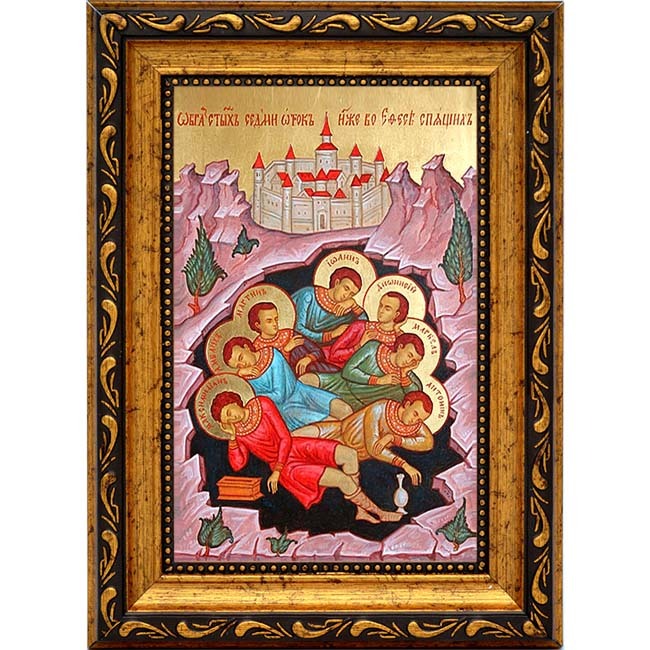 

Семь спящих отроков Эфесских. Икона на холсте.