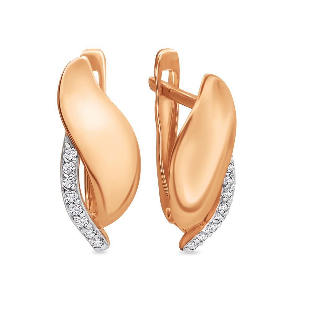 

Серьги из красного золота 585Gold 302004912, фианит, 302004912
