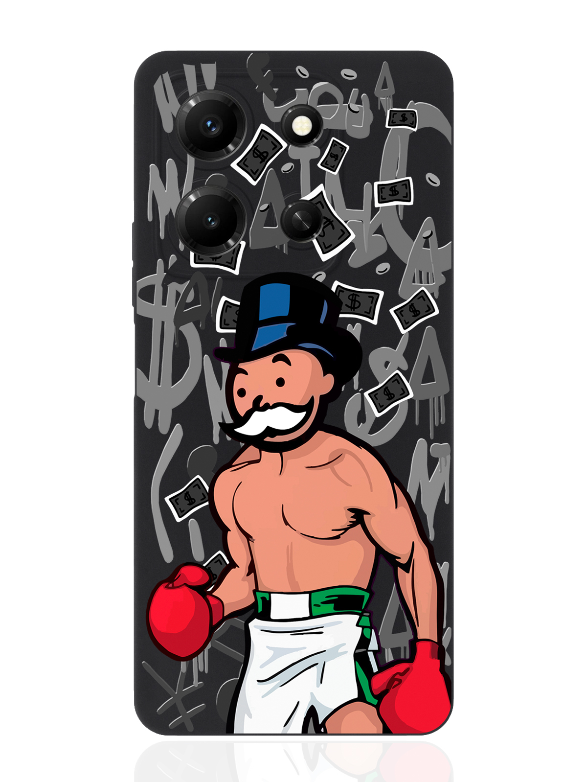 

Чехол для смартфона Infinix Note 30i черный силиконовый Monopoly Boxing, Разноцветный, Infinix