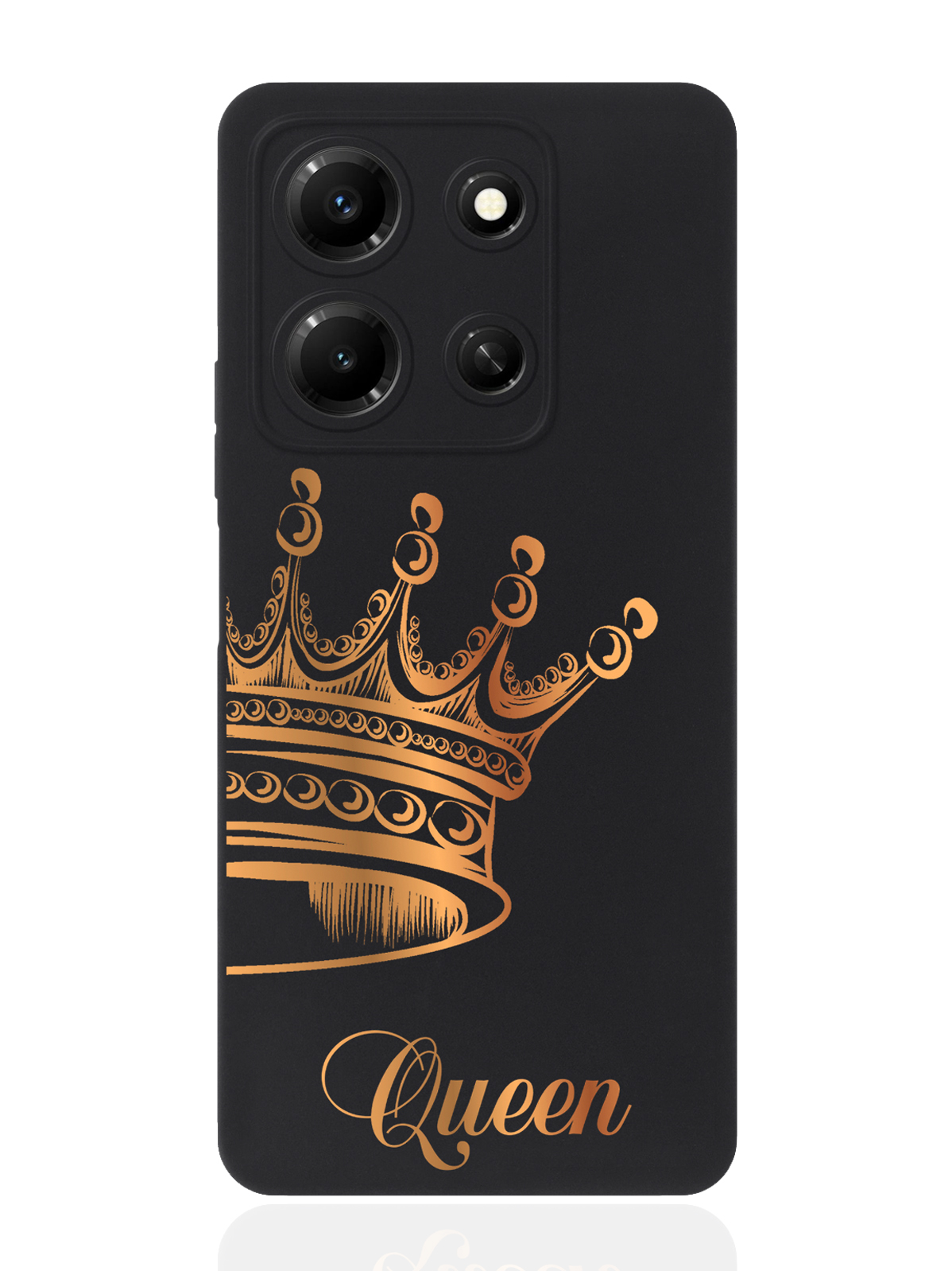 

Чехол для смартфона Infinix Note 30i черный силиконовый Парный чехол корона Queen, Черный;золотистый