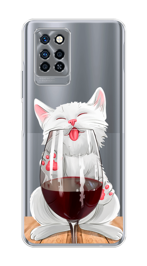 

Чехол на Infinix Note 10 Pro "Кот с бокалом", Прозрачный;белый;красный, 3100150-1