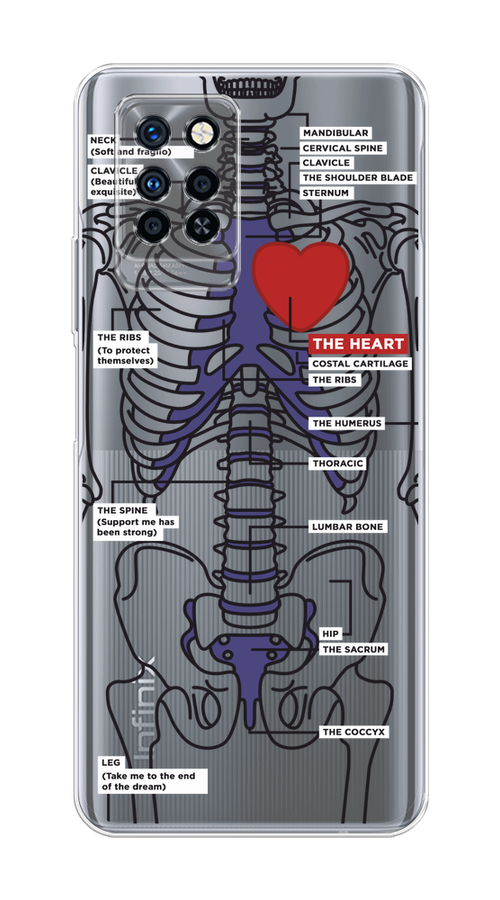 

Чехол на Infinix Note 10 Pro "Скелет человека", Прозрачный;синий;красный, 3100150-1