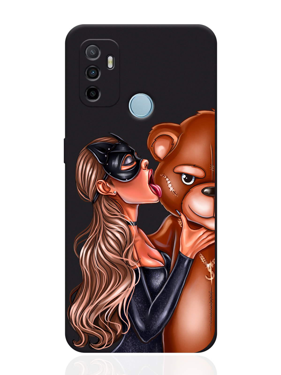 

Чехол для смартфона Oppo A53 черный силиконовый Кошечка и мишка, Черный;коричневый, Oppo