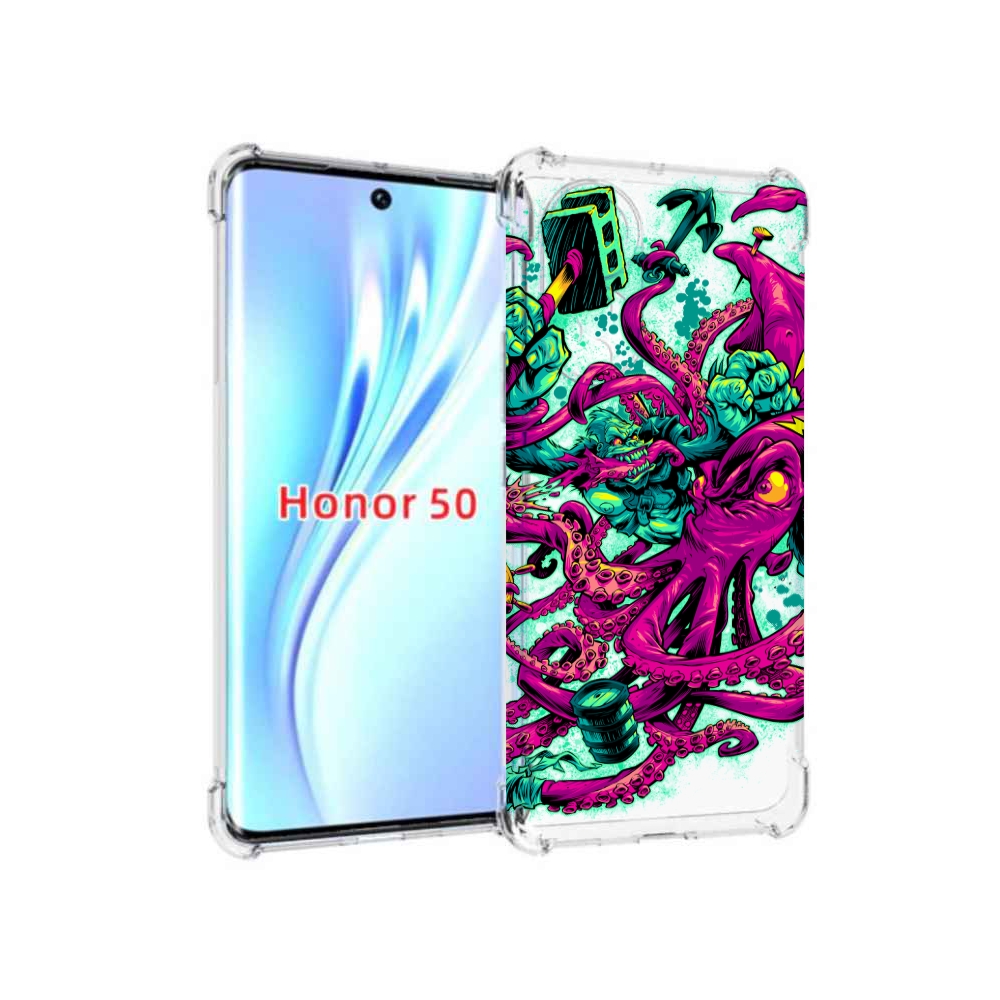 

Чехол бампер MyPads фиолетовый кракен для Honor 50., Прозрачный, Tocco