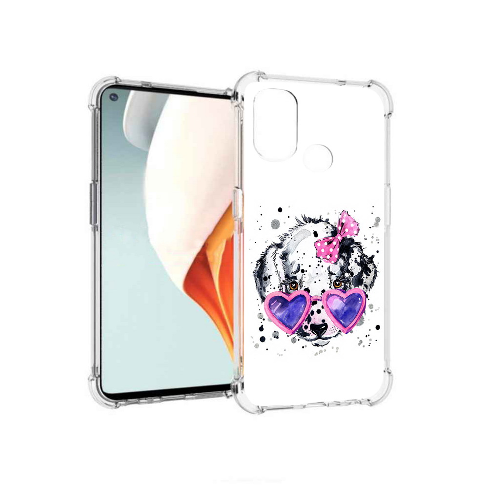 

Чехол MyPads Tocco для OnePlus Nord N100 долматинец в очках (PT227045.141.337), Прозрачный, Tocco