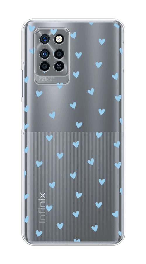 

Чехол на Infinix Note 10 Pro "Голубые сердечки паттерн", Голубой;прозрачный, 3100150-1
