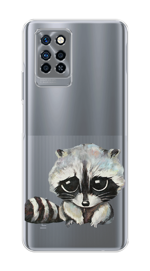 

Чехол на Infinix Note 10 Pro "Большеглазый енот", Серый;черный;прозрачный, 3100150-1