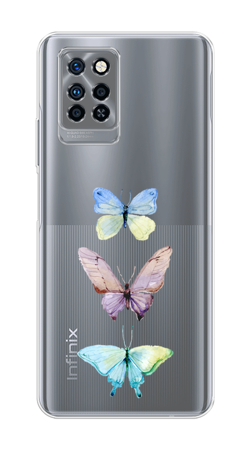 

Чехол на Infinix Note 10 Pro "Акварельные бабочки", Бирюзовый;розовый, 3100150-1