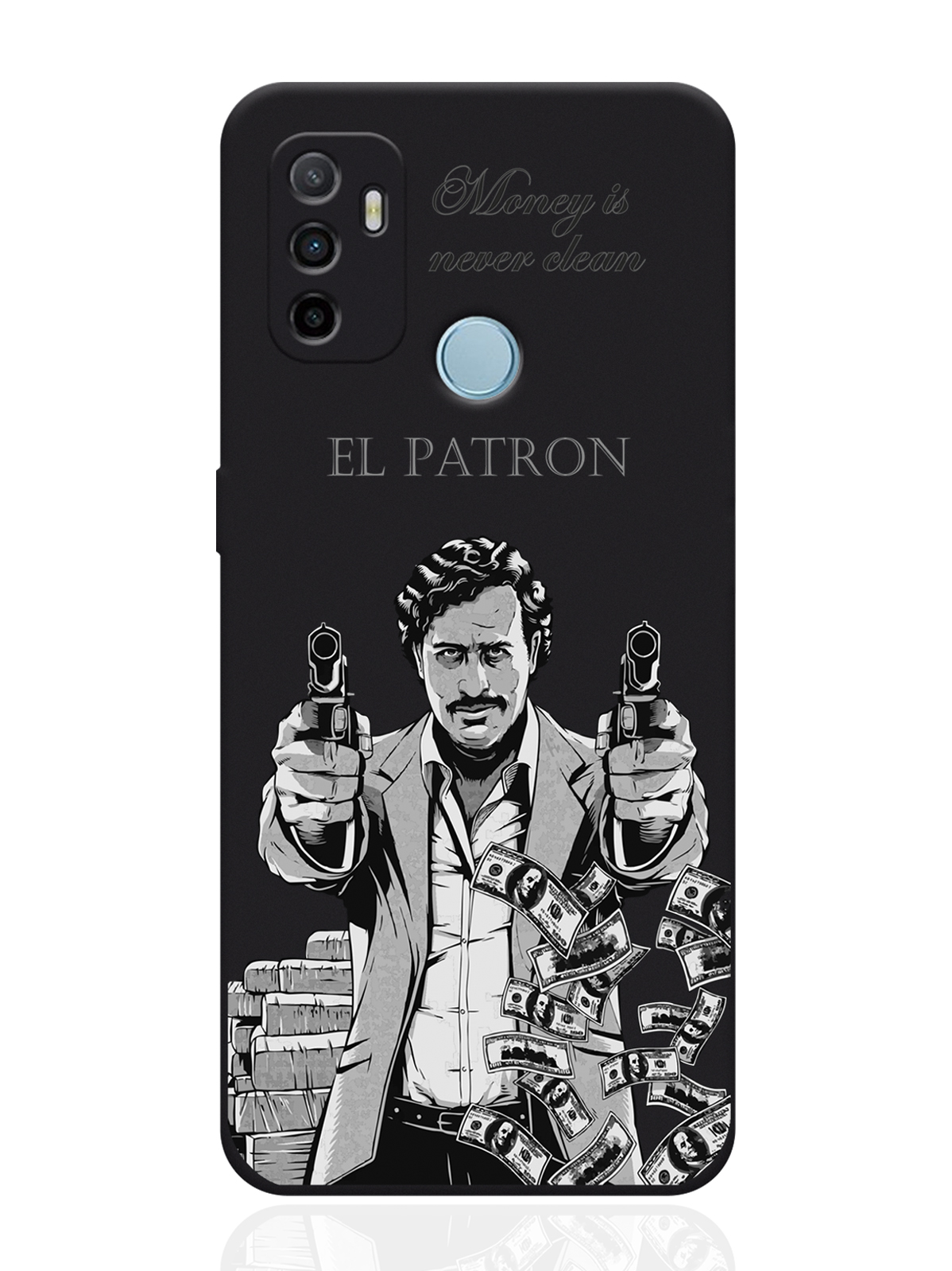 

Чехол для смартфона Oppo A53 черный силиконовый El Patron Pablo Escobar, Серый;черный, Oppo