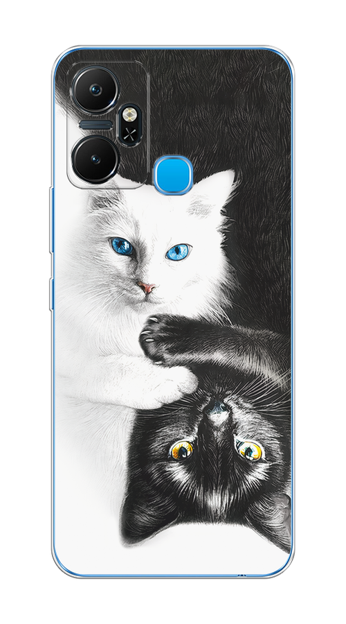 

Чехол на Infinix Smart 6 Plus "Коты Инь-Янь", Черный;белый;голубой, 3102350-1