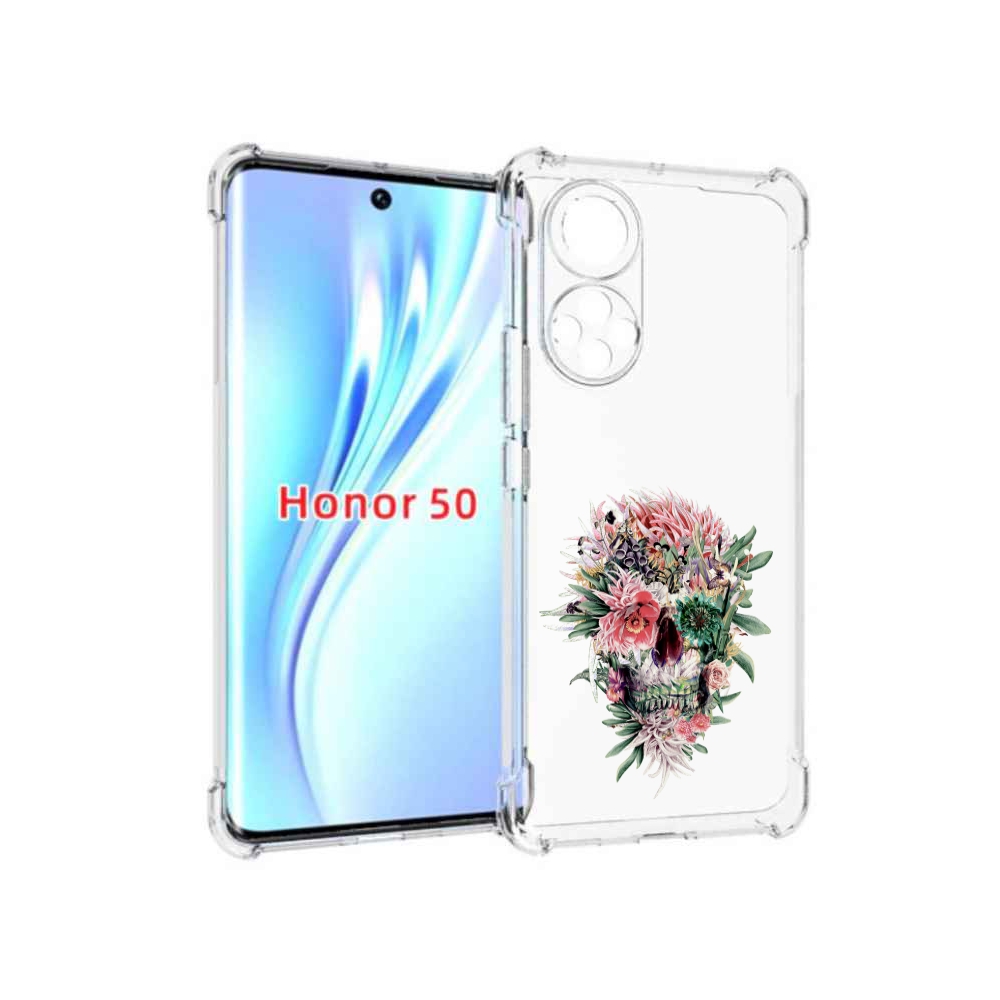 

Чехол бампер MyPads череп из цветов для Honor 50., Прозрачный, Tocco