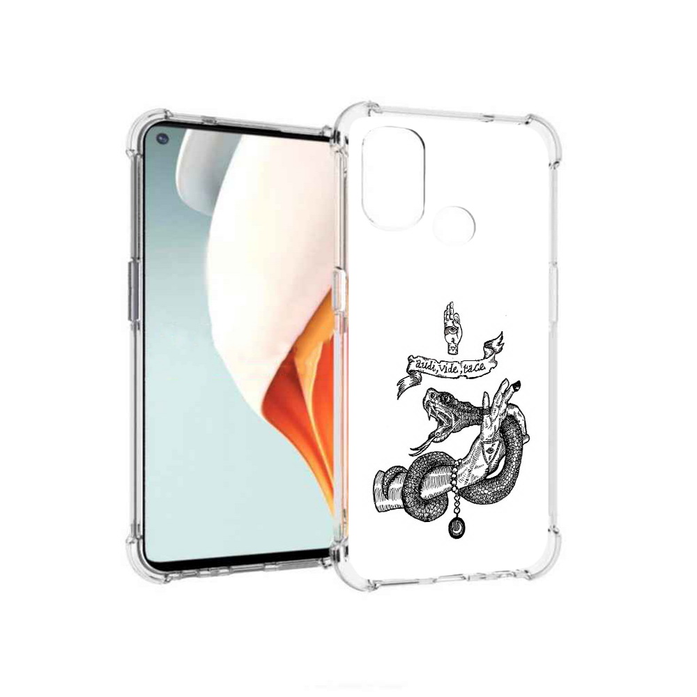 

Чехол MyPads Tocco для OnePlus Nord N100 змея на руке рисунок (PT227045.141.366), Прозрачный, Tocco