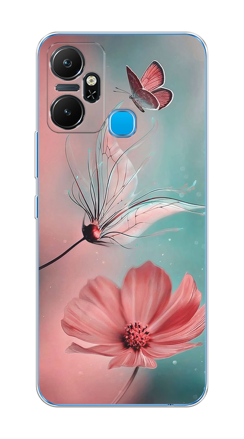 

Чехол на Infinix Smart 6 Plus "Бабочка и цветок", Голубой;розовый, 3102350-1