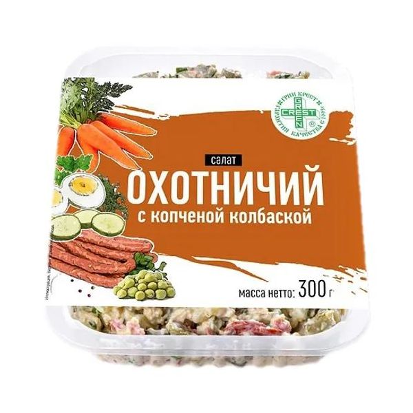 Салат Green Crest Охотничий с копченой колбаской 300 г 175₽