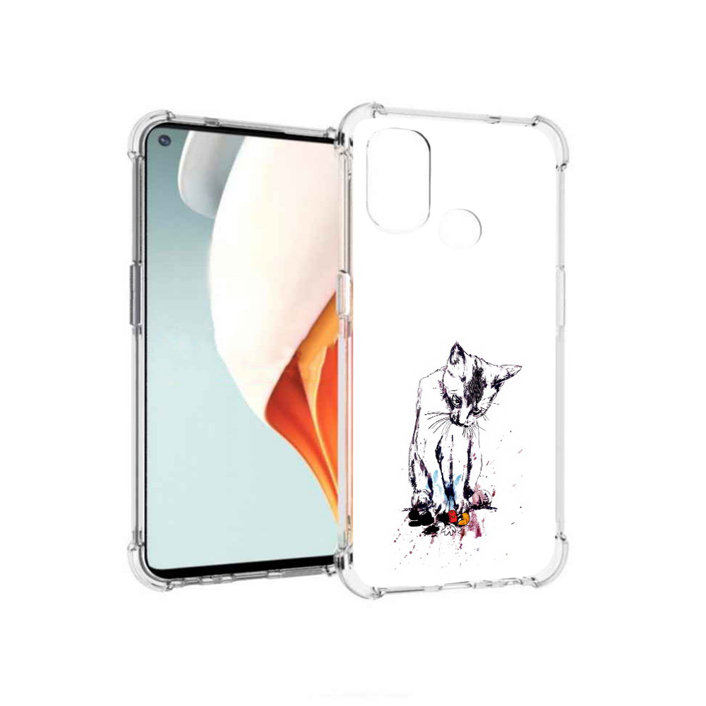 

Чехол MyPads Tocco для OnePlus Nord N100 кот и микки (PT227045.141.399), Прозрачный, Tocco