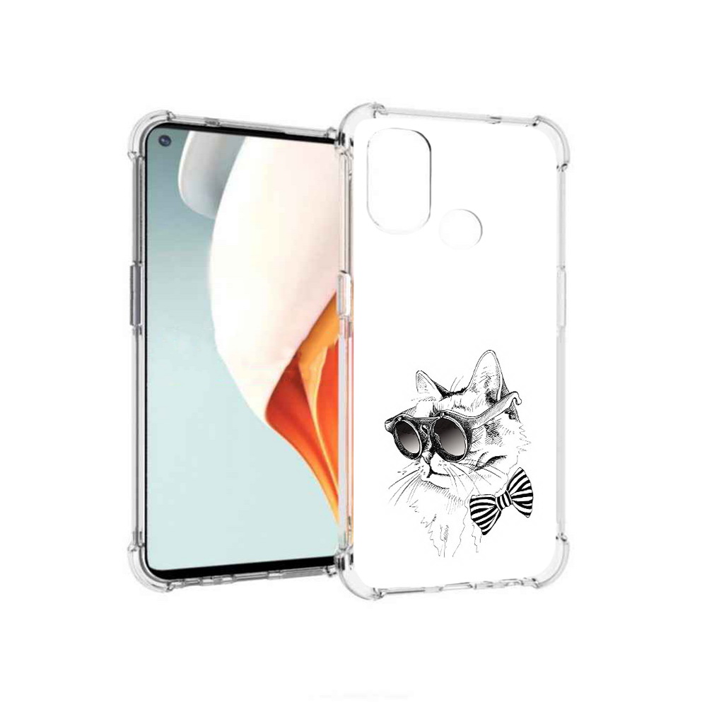 

Чехол MyPads Tocco для OnePlus Nord N100 крутая кошка в очках (PT227045.141.421), Прозрачный, Tocco