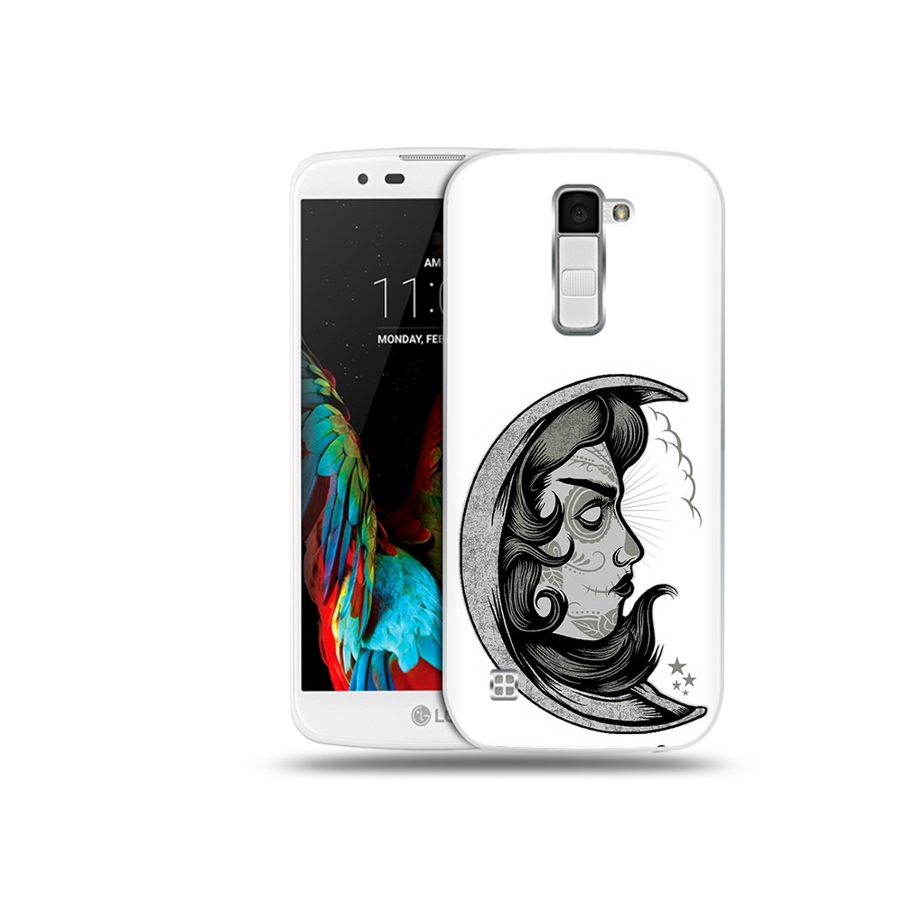 

Чехол MyPads Tocco для LG K10 черно белая луна с лицом (PT30014.80.680), Прозрачный, Tocco