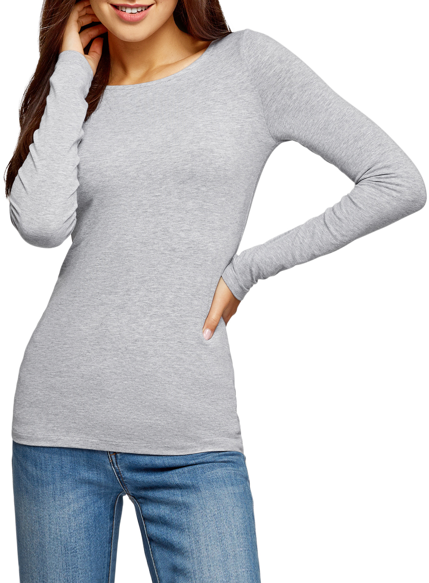 фото Лонгслив женский oodji 24201007b серый 2xs