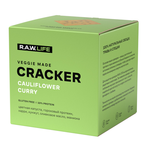 Крекеры Raw Life Enjoy&Crack Cauliflower curry, безглютеновые, 75 г, (2шт.)