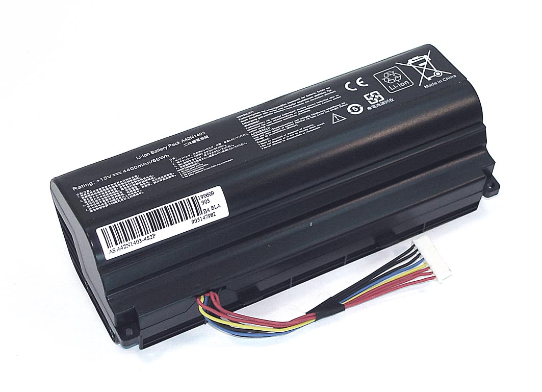 Аккумуляторная батарея для ноутбука Asus G751 (A42N1403-4S2P) 15V 5200mAh OEM черная