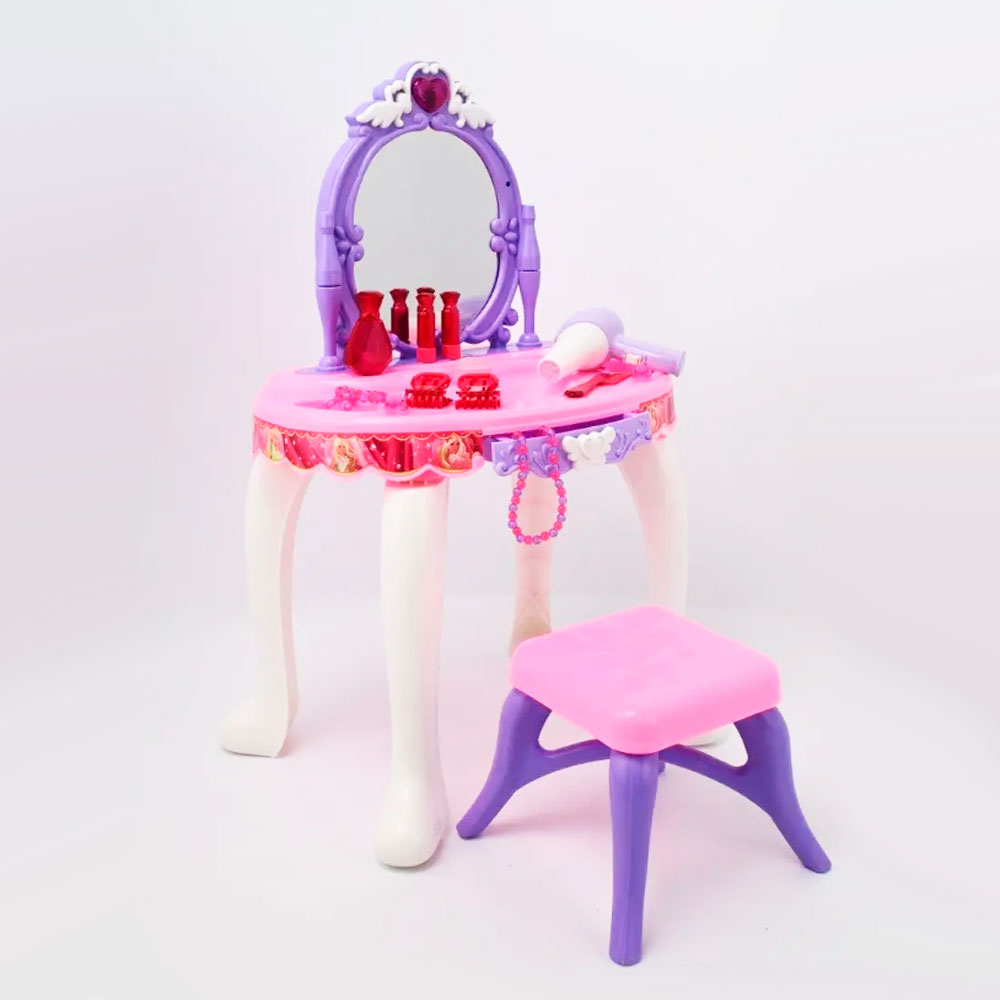 Трюмо для девочек Shantou Gepai со стульчиком с аксессуарами, свет, музыка YL80013