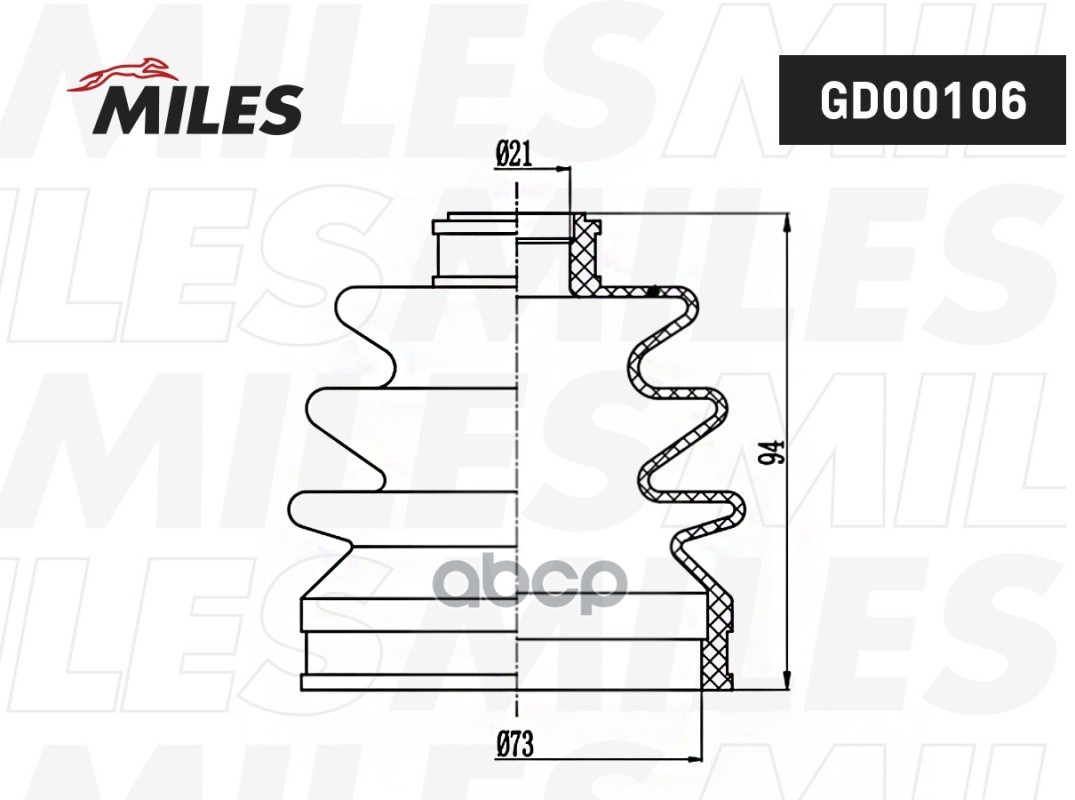 

Пыльник Шруса Chevrolet Aveo Ii T250/255/Daewoo Kalos 1.2 03- Нар. 1Шт Miles GD00106