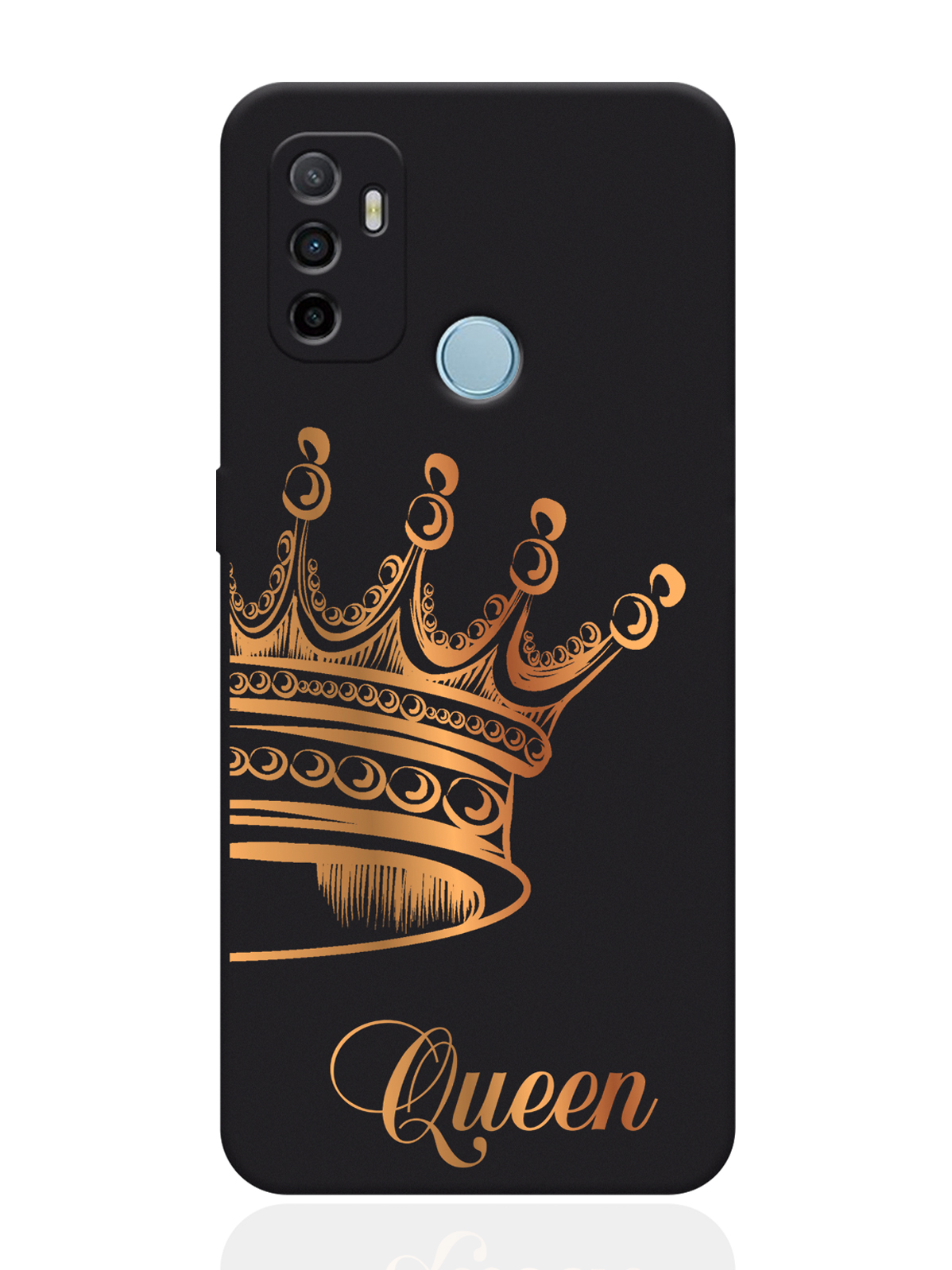 

Чехол для смартфона Oppo A53 черный силиконовый Парный чехол корона Queen, Черный;золотистый