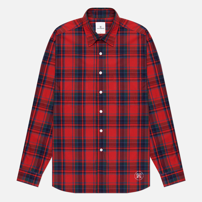 

Мужская рубашка uniform experiment Check Yoke Print Regular Collar красный, Размер M, Check Yoke Print Regular Collar