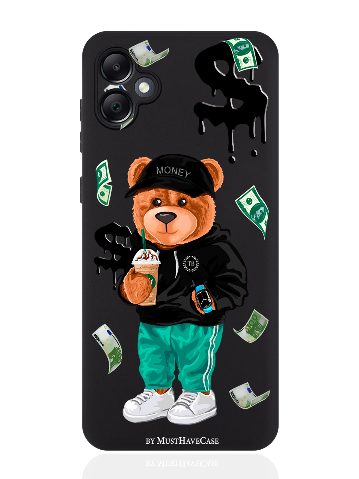 

Чехол для смартфона Samsung A05 черный силиконовый Tony Bear, Оранжевый;черный, Samsung
