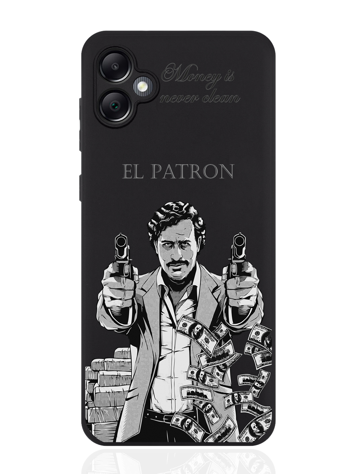 

Чехол для смартфона Samsung A05 черный силиконовый El Patron Pablo Escobar, Коричневый;черный;белый, Samsung