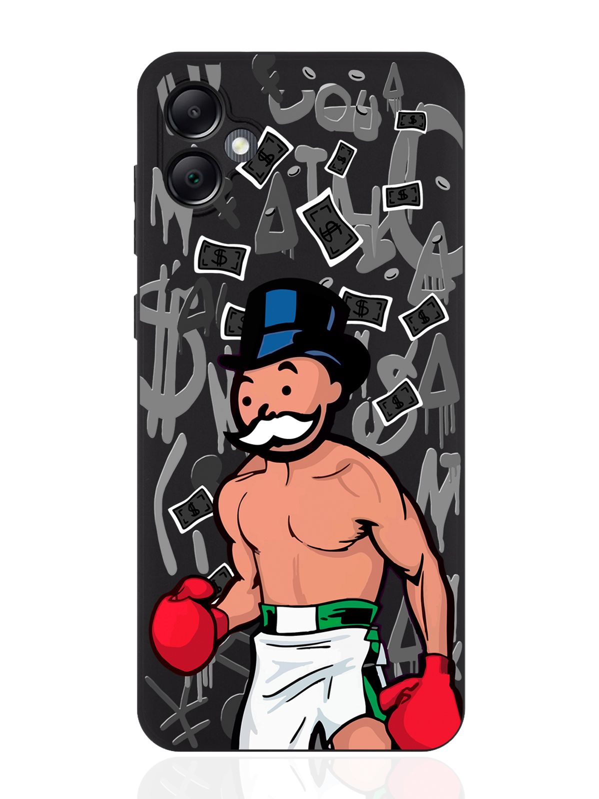 

Чехол для смартфона Samsung A05 черный силиконовый Monopoly Boxing, Серый;черный, Samsung