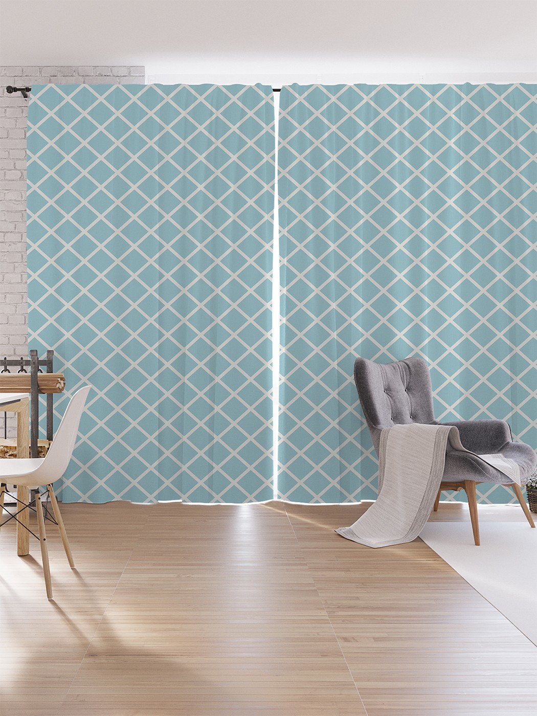 

Шторы под лён JoyArty "Голубые ромбы", серия Oxford DeLux, 340х265 см, Голубые ромбы