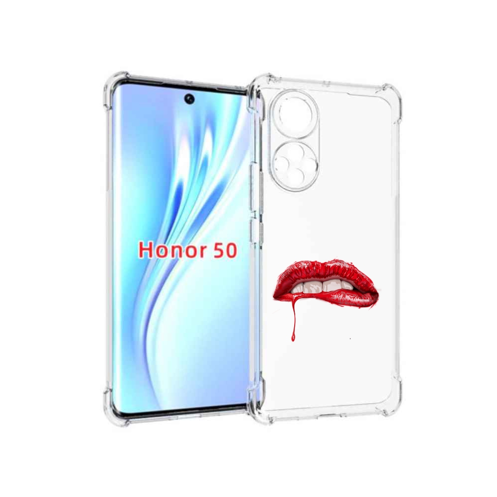 

Чехол бампер MyPads яркие красные губы для Honor 50., Прозрачный, Tocco