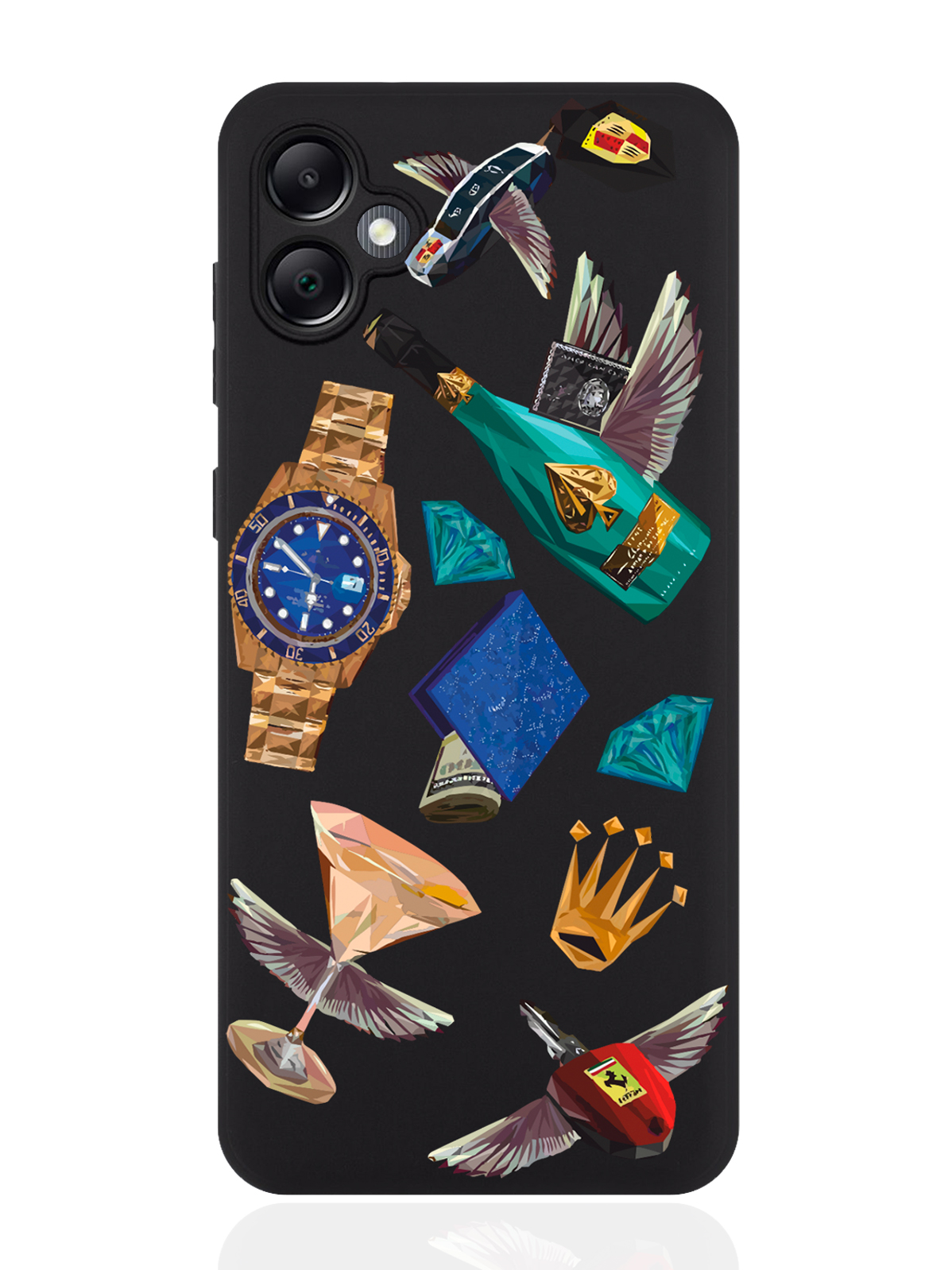 

Чехол для смартфона Samsung A05 черный силиконовый Luxury lifestyle, Черный;белый, Samsung
