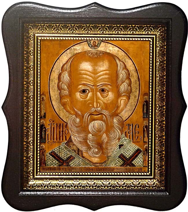 

Святитель Никола (Великорецкий) Вятский со Святыми. Копия стариной иконы на холсте.