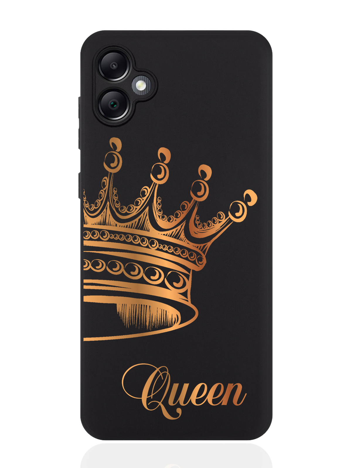 

Чехол для смартфона Samsung A05 черный силиконовый Парный чехол корона Queen, Черный;золотистый