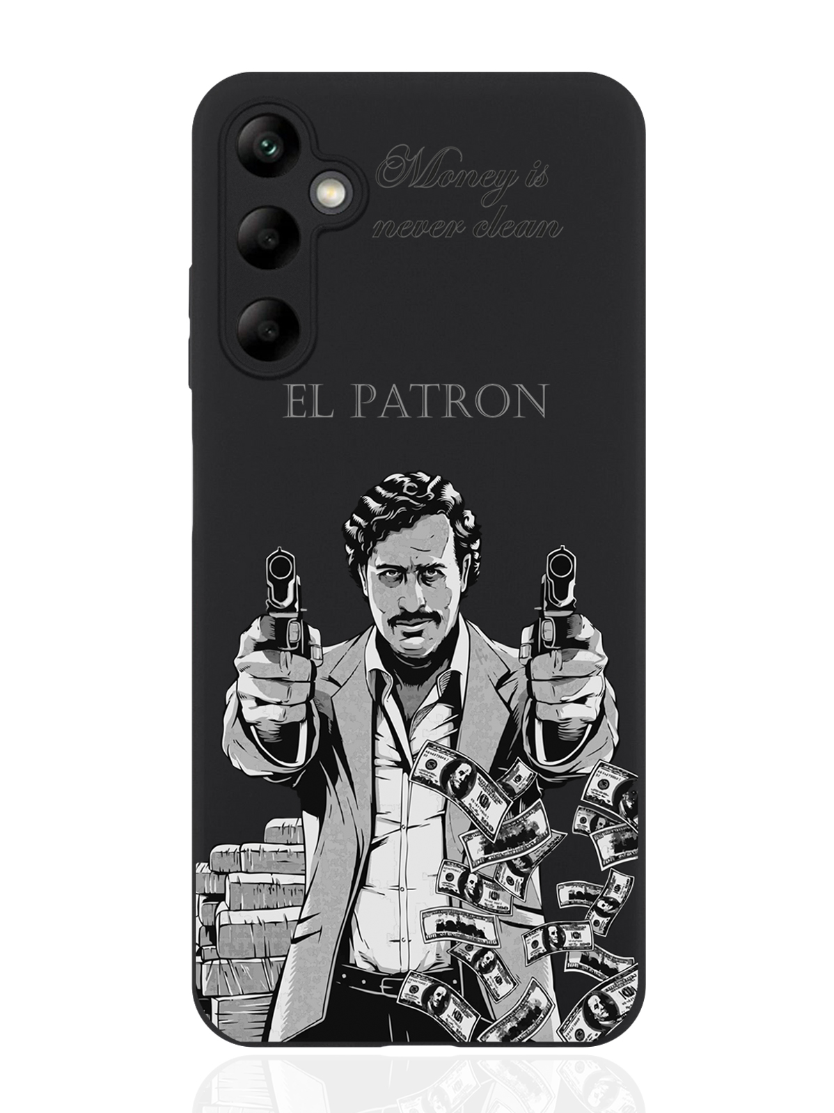 

Чехол для смартфона Samsung A05S черный силиконовый El Patron Pablo Escobar, Коричневый;черный;белый, Samsung