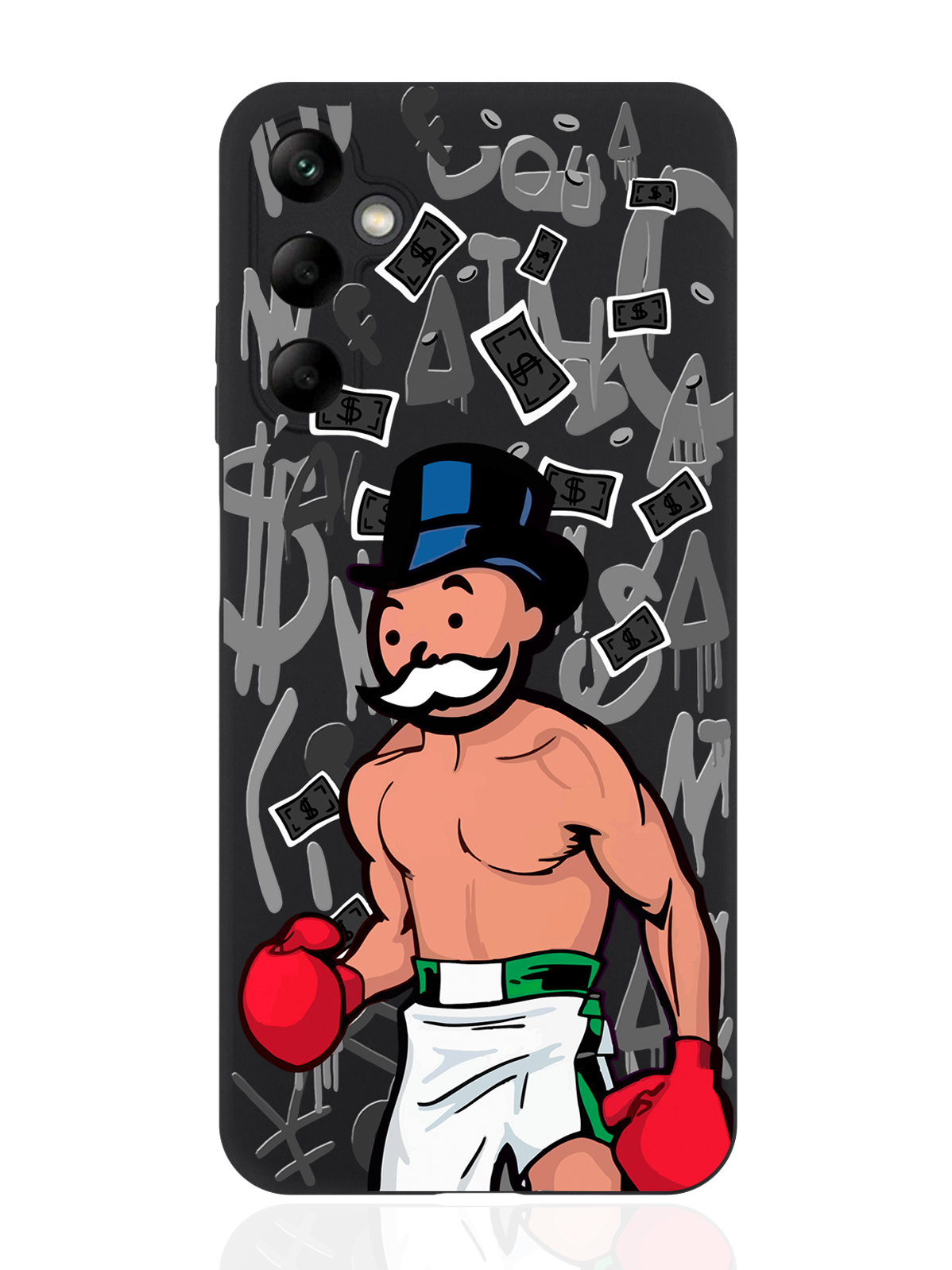 

Чехол для смартфона Samsung A05S черный силиконовый Monopoly Boxing, Серый;черный, Samsung