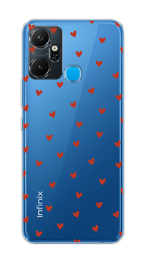 

Чехол на Infinix Smart 6 Plus "Red hearts", Красный;прозрачный, 3102350-1