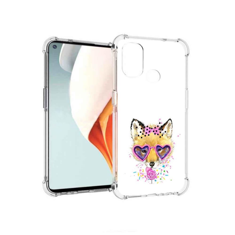 

Чехол MyPads Tocco для OnePlus Nord N100 лисенок с бантиком (PT227045.141.441), Прозрачный, Tocco