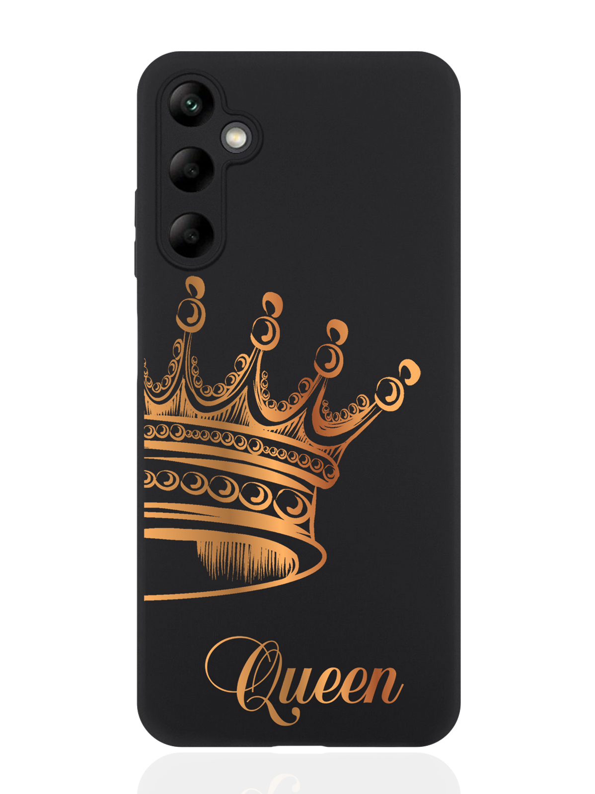 

Чехол для смартфона Samsung A05S черный силиконовый Парный чехол корона Queen, Черный;золотистый