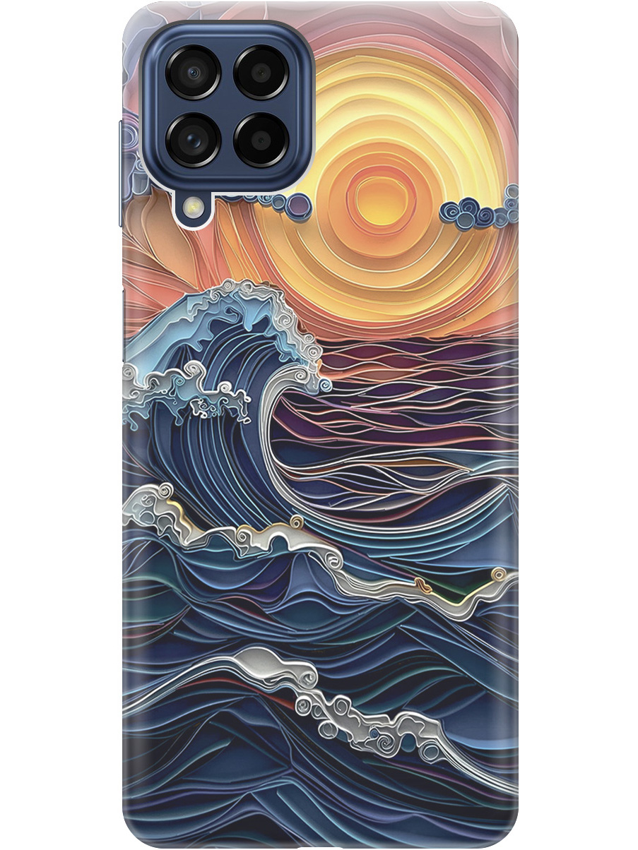 

Силиконовый чехол на Samsung Galaxy M53 5G с принтом "Волны на закате", Прозрачный;оранжевый;синий, 740187610