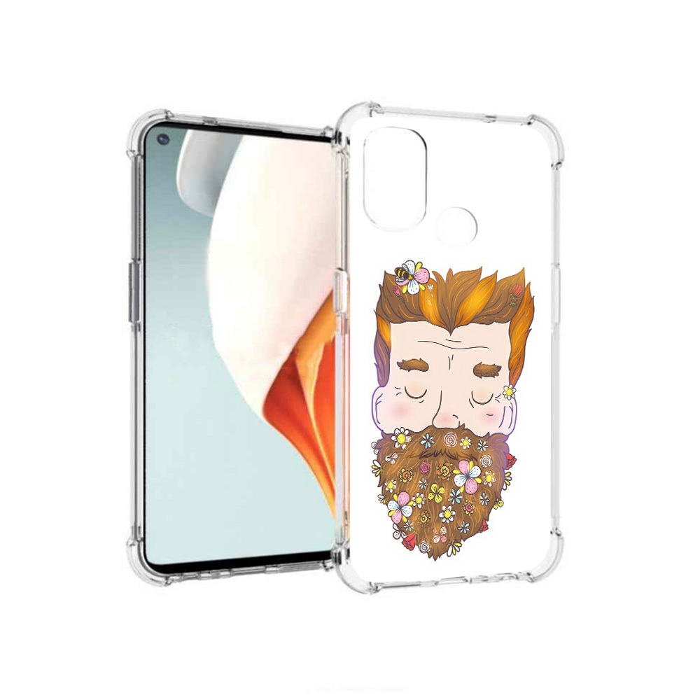 

Чехол MyPads Tocco для OnePlus Nord N100 мужчина с цветами в бороде (PT227045.141.489), Прозрачный, Tocco