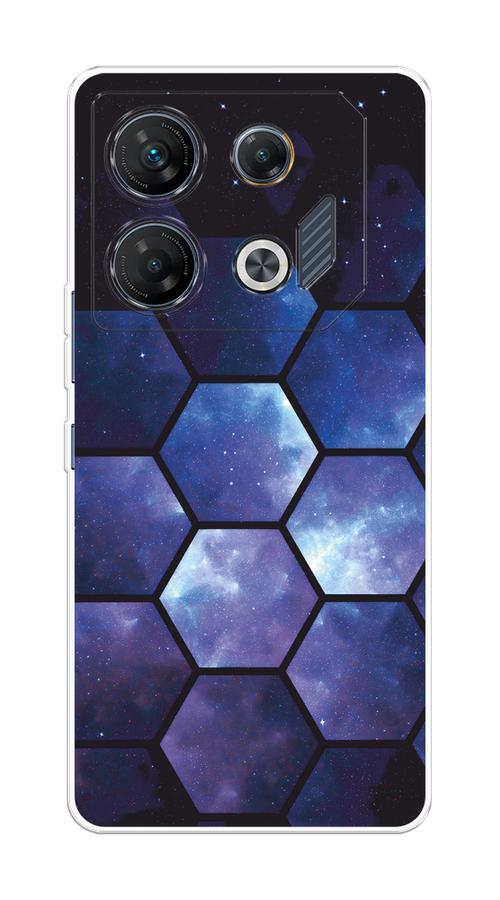 

Чехол на Infinix GT 10 Pro "Соты космос", Черный;фиолетовый, 3104850-1